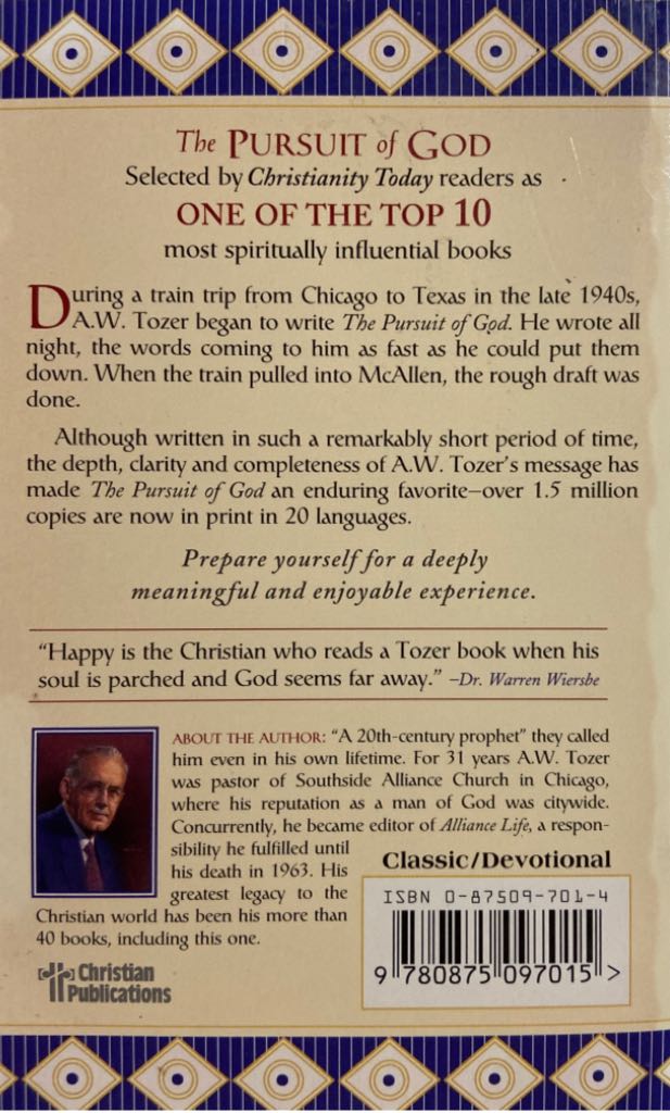 The Pursuit of God - A. W. Tozer (Christian Publications, inc. - Paperback) book collectible [Barcode 9780875097015] - Main Image 2