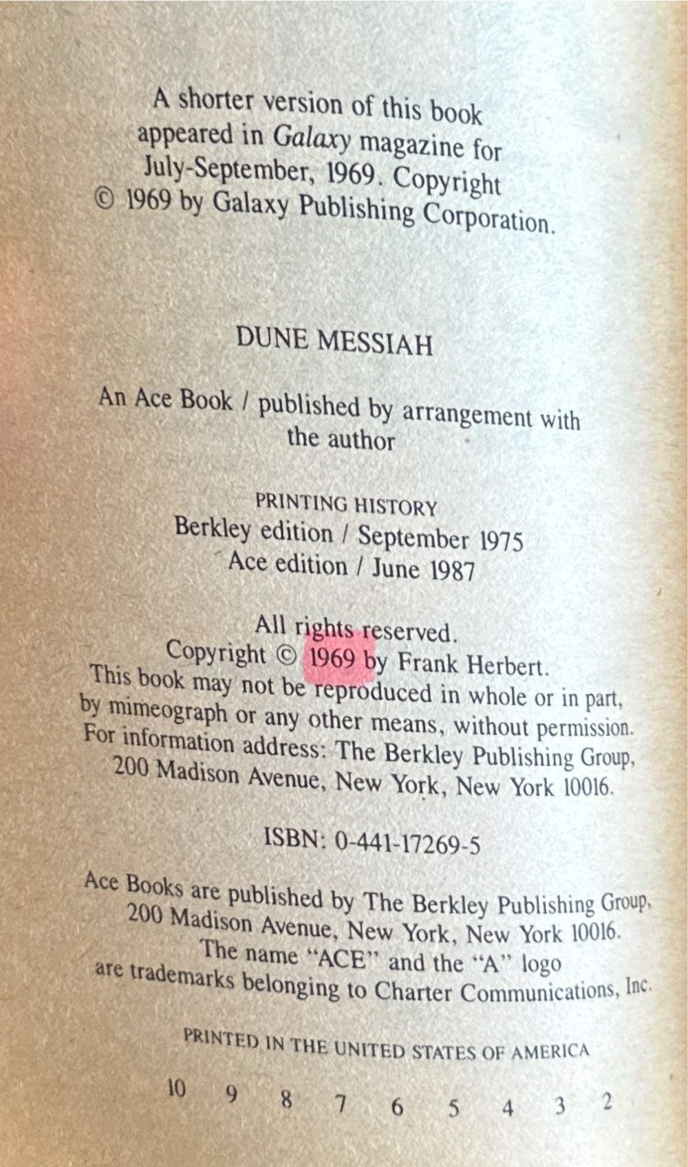Dune Messiah - Frank Herbert (Berkley Science Fiction - Paperback) book collectible [Barcode 9780425043790] - Main Image 3