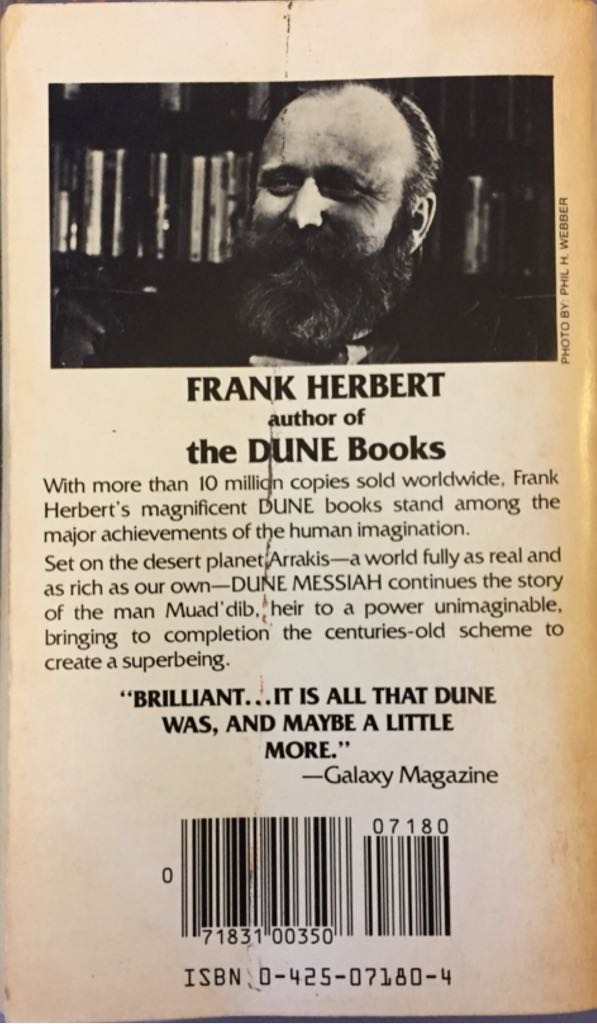 Dune Messiah - Frank Herbert (A Berkley Book - Paperback) book collectible [Barcode 9780425071809] - Main Image 2