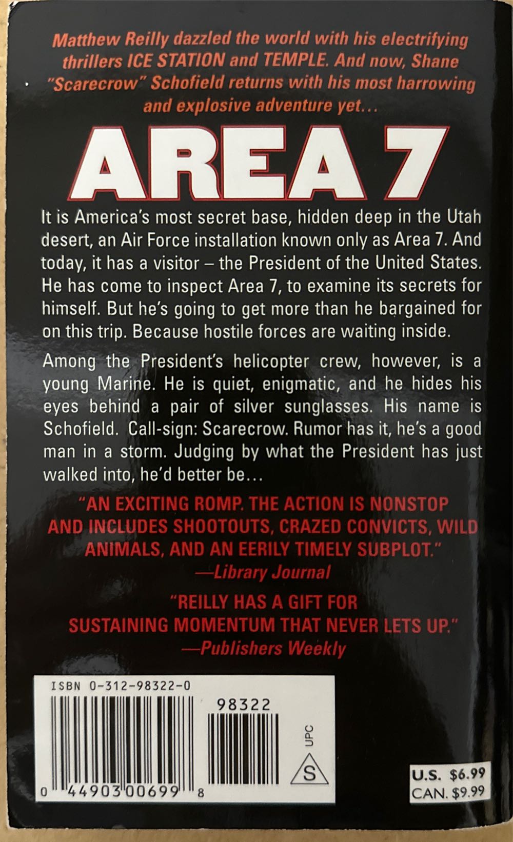 Area 7 - Matthew Reilly (St. Martin’s Paperbacks - Paperback) book collectible [Barcode 9780312983222] - Main Image 2