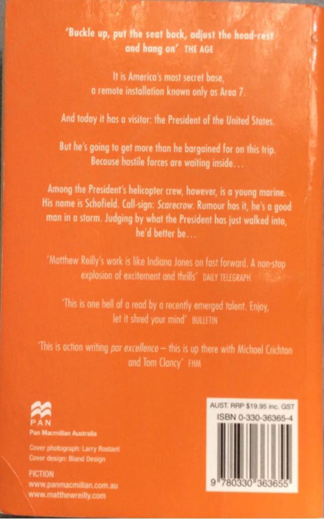 Area 7 - Matthew Reilly (Pan Macmillan - Paperback) book collectible [Barcode 9780330363655] - Main Image 2