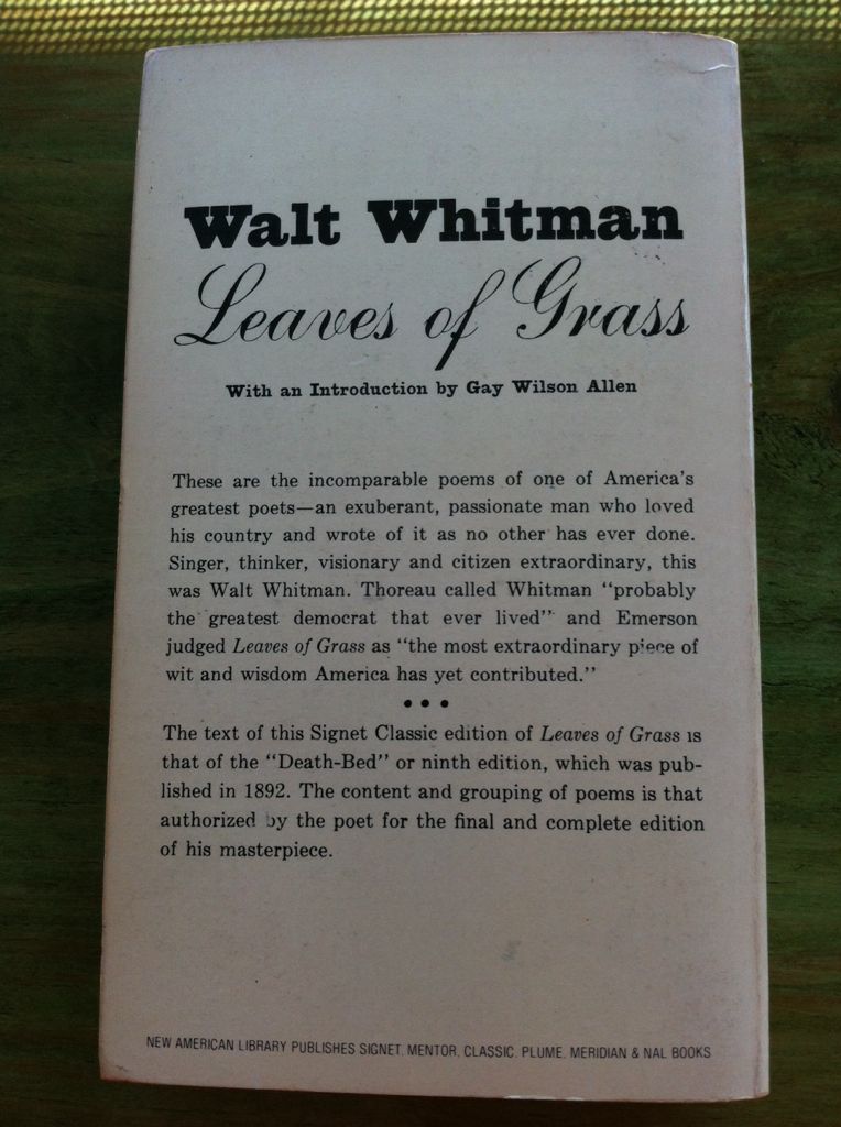 Leaves of Grass - Walt Whitman (A Bantam Classic - Paperback) book collectible [Barcode 9780553211160] - Main Image 2