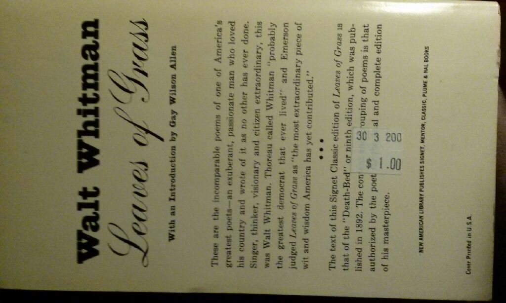 Leaves of Grass - Walt Whitman (Signet Classic - Paperback) book collectible - Main Image 2