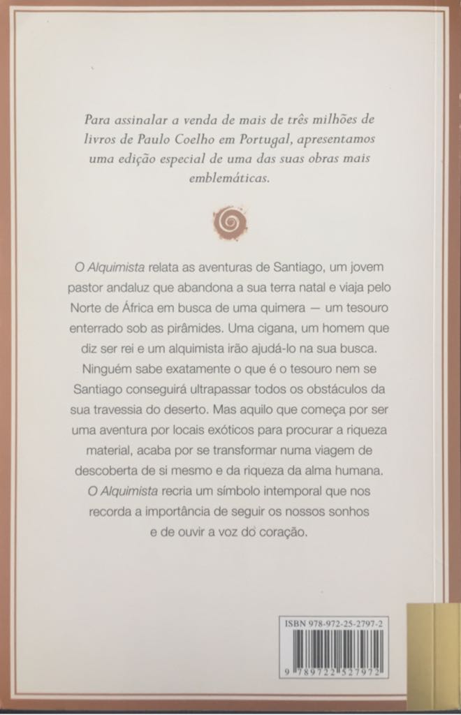 O Alquimista - Paulo Coehlo (Sant Jordi Asociadis Agencia Literaria - Paperback) book collectible [Barcode 9789722527972] - Main Image 2