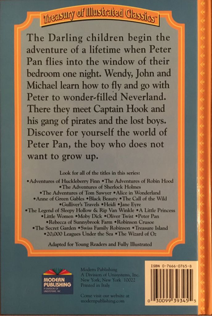 Peter Pan - J.M. Barrie (Modern Publishing - Hardcover) book collectible [Barcode 9780766607651] - Main Image 2