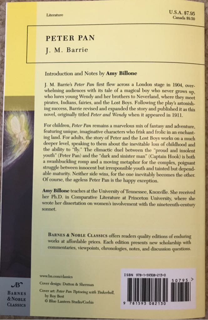 Peter Pan - J. M. Barrie (Barnes & Noble Classics - Paperback) book collectible [Barcode 9781593082130] - Main Image 2