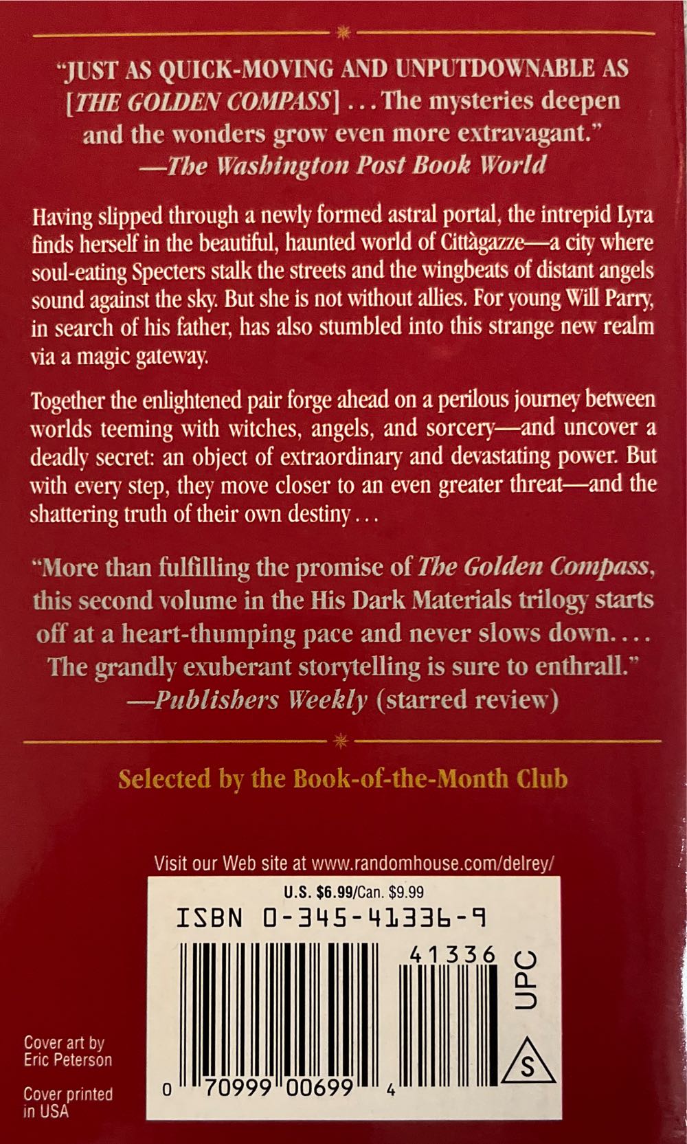 The Subtle Knife - Philip Pullman (Ballantine Books, New York - Paperback) book collectible [Barcode 9780345413369] - Main Image 2