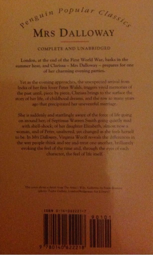 Mrs Dalloway - Virginia Woolf (Penguin Books) book collectible [Barcode 9780140622218] - Main Image 2