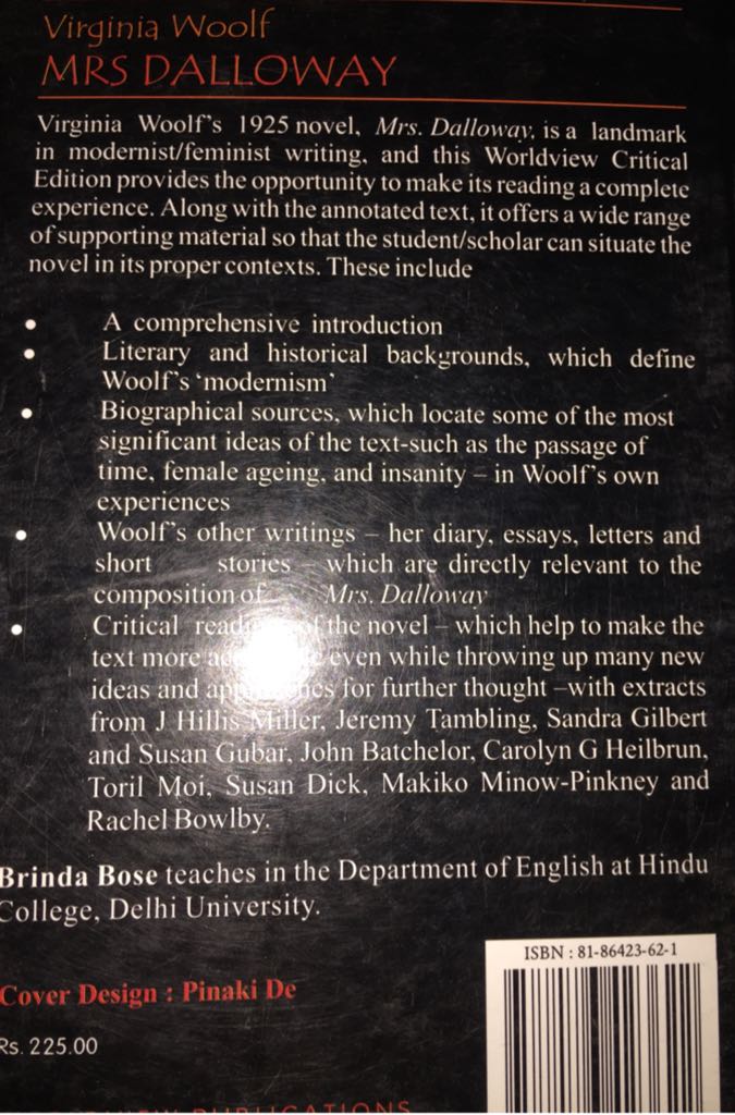 Mrs Dalloway  (Worldview - Paperback) book collectible [Barcode 9788186423622] - Main Image 2