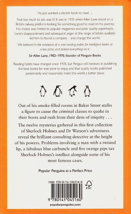 Adventures of Sherlock Holmes - Sir Arthur Conan Doyle (Penguin Classic - Paperback) book collectible [Barcode 9780141045160] - Main Image 2