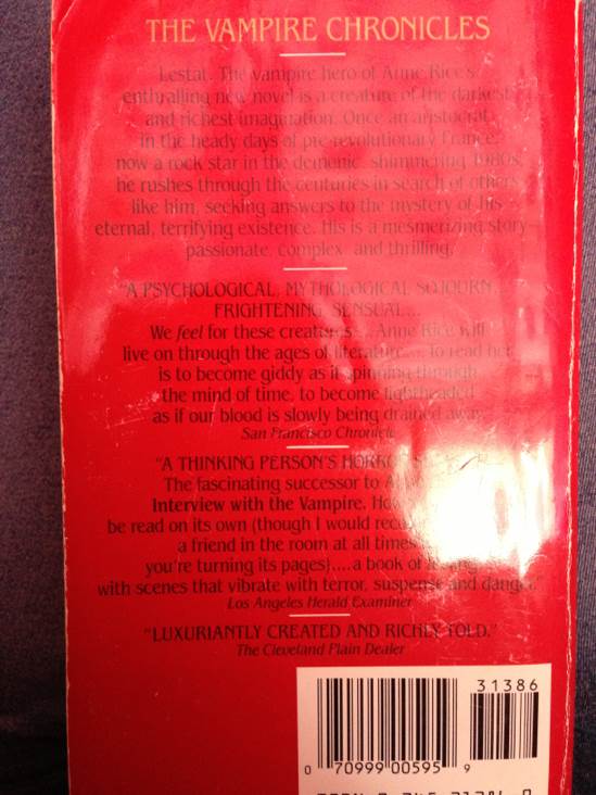 Rice: Vampire Lestat, The - Anne Rice (Ballantine Books - Paperback) book collectible [Barcode 0345313860] - Main Image 2