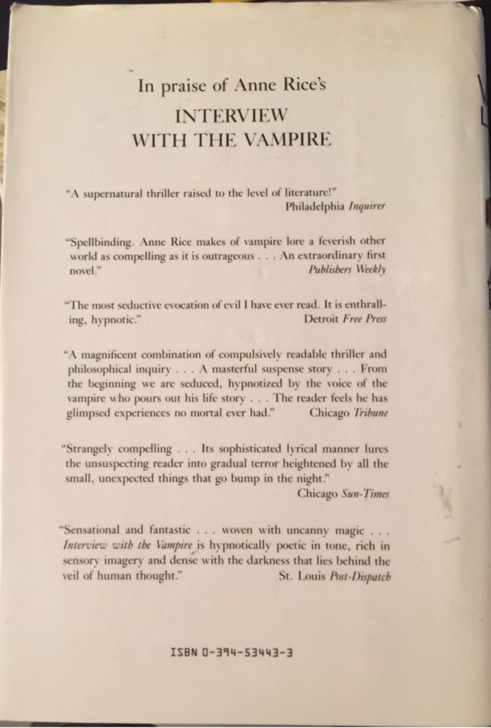 The Vampire Lestat - Anne Rice (Alfred A. Knopf - Hardcover) book collectible [Barcode 9780394534435] - Main Image 2