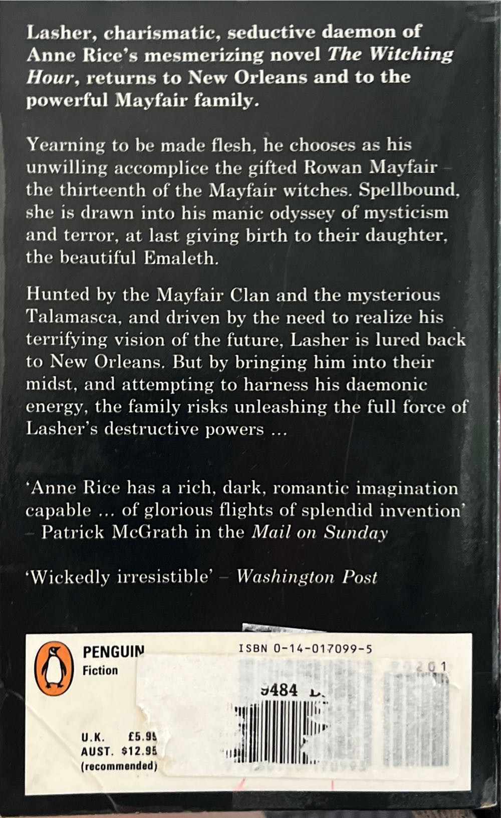 Lasher - Anne Rice (Penguin Books - Paperback) book collectible [Barcode 9780140170993] - Main Image 3