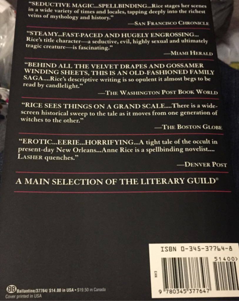 Lasher - Anne Rice (Ballantine - Trade Paperback) book collectible [Barcode 9780345377647] - Main Image 2