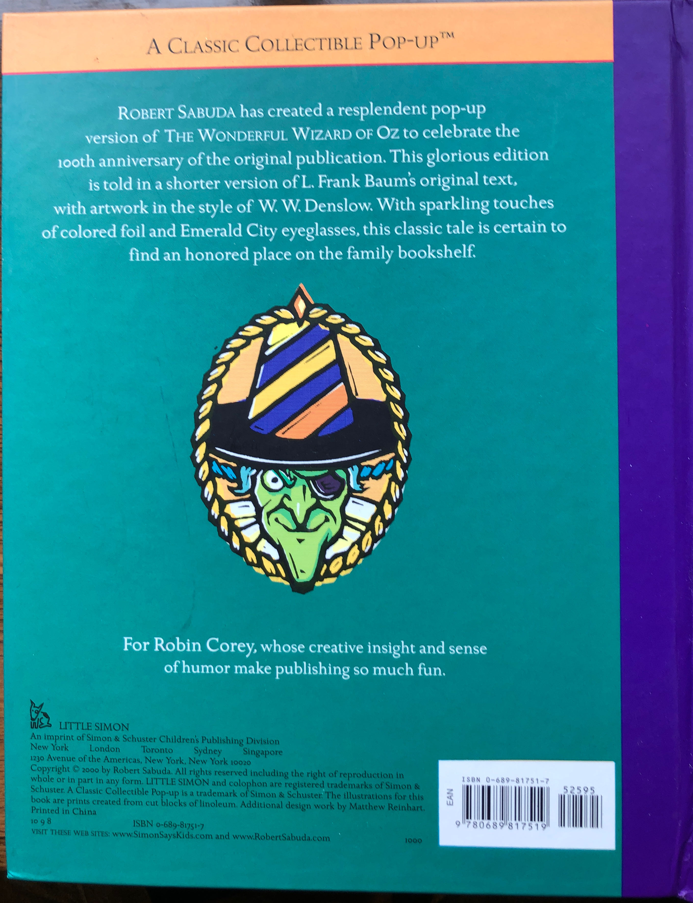 The Wonderful Wizard of Oz: A Commemorative Pop-up - L. Frank Baum (Little Simon - Hardcover) book collectible [Barcode 9780689817519] - Main Image 2