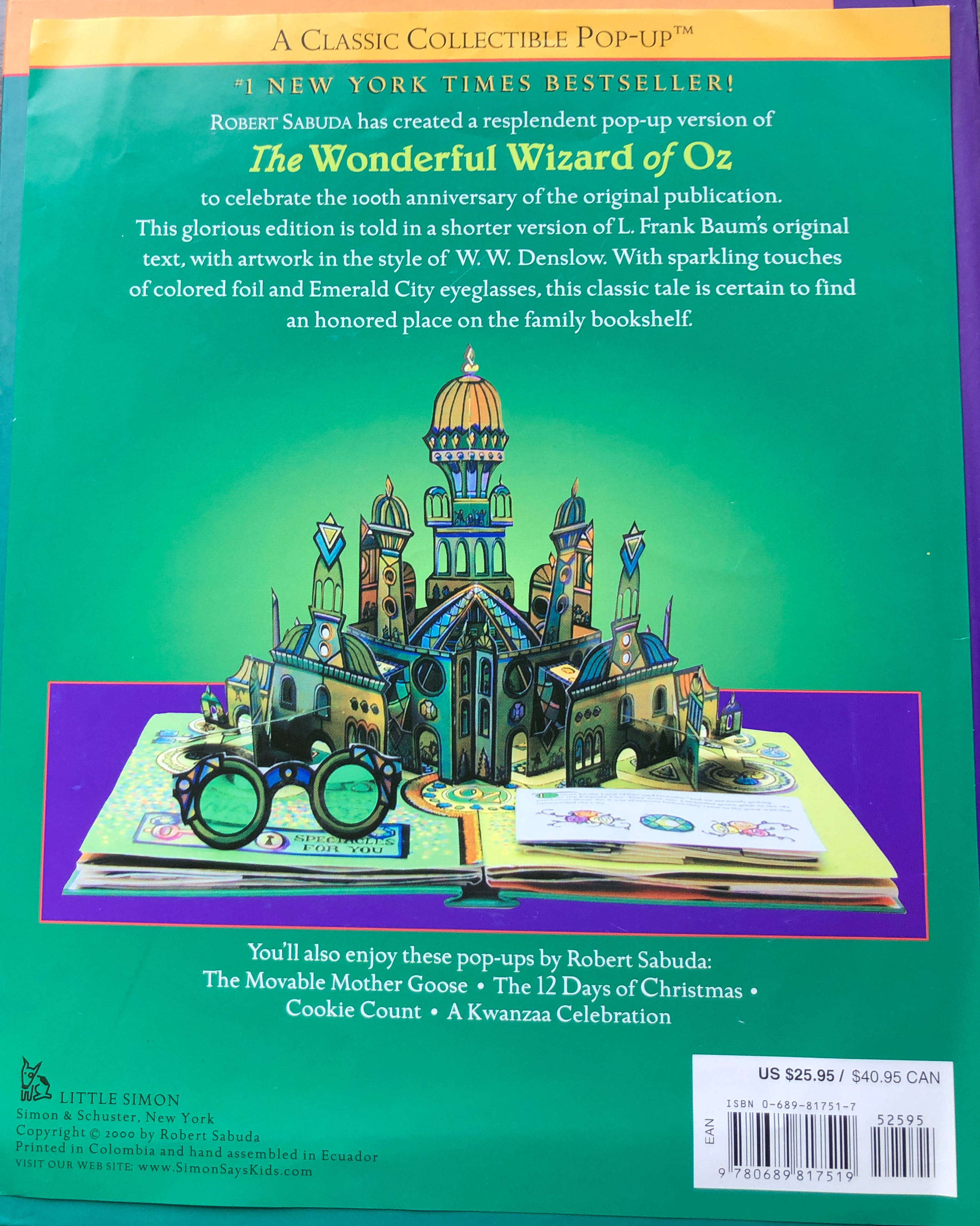 The Wonderful Wizard of Oz: A Commemorative Pop-up - L. Frank Baum (Little Simon - Hardcover) book collectible [Barcode 9780689817519] - Main Image 3