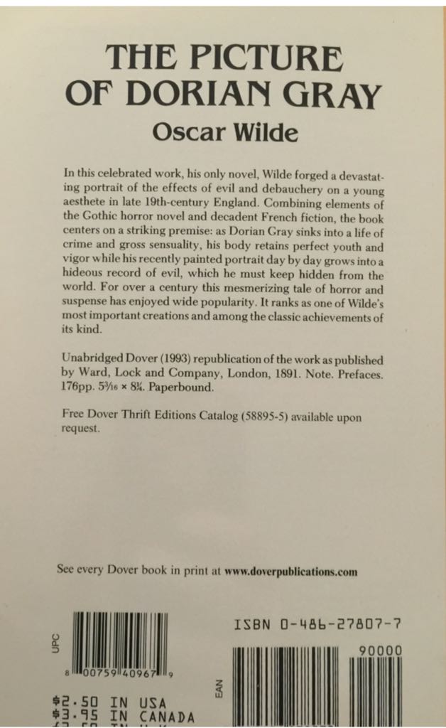 The Picture Of Dorian Gray - Oscar Wilde (Dover Thrift Edition - Paperback) book collectible [Barcode 9780486278070] - Main Image 2