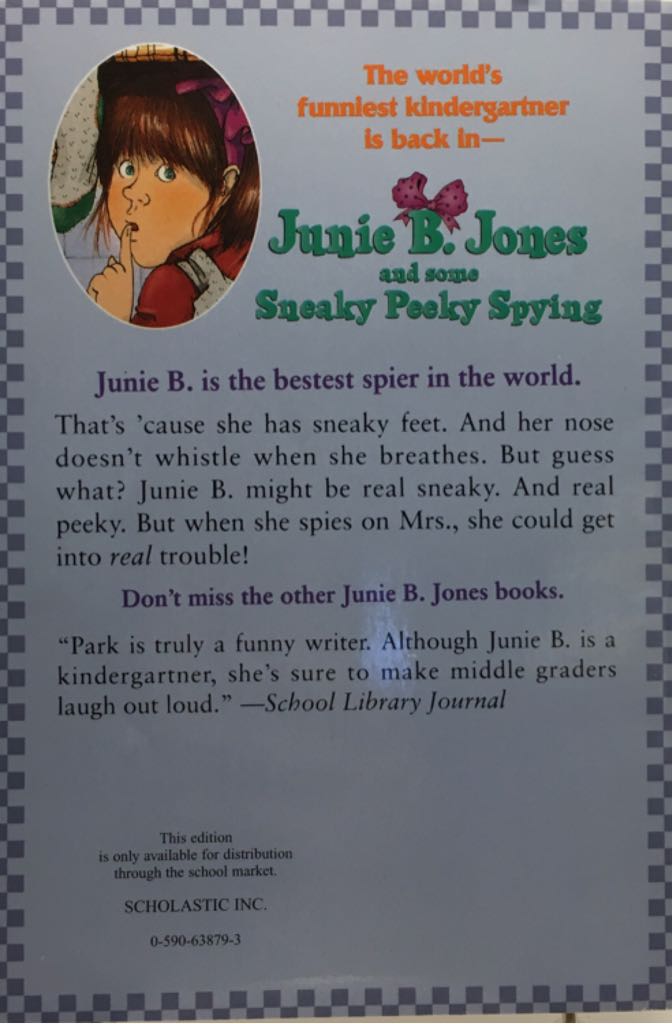Junie B. Jones and Some Sneaky Peeky Spying - Barbara Park (Scholastic Inc. - Paperback) book collectible [Barcode 9780590638791] - Main Image 2