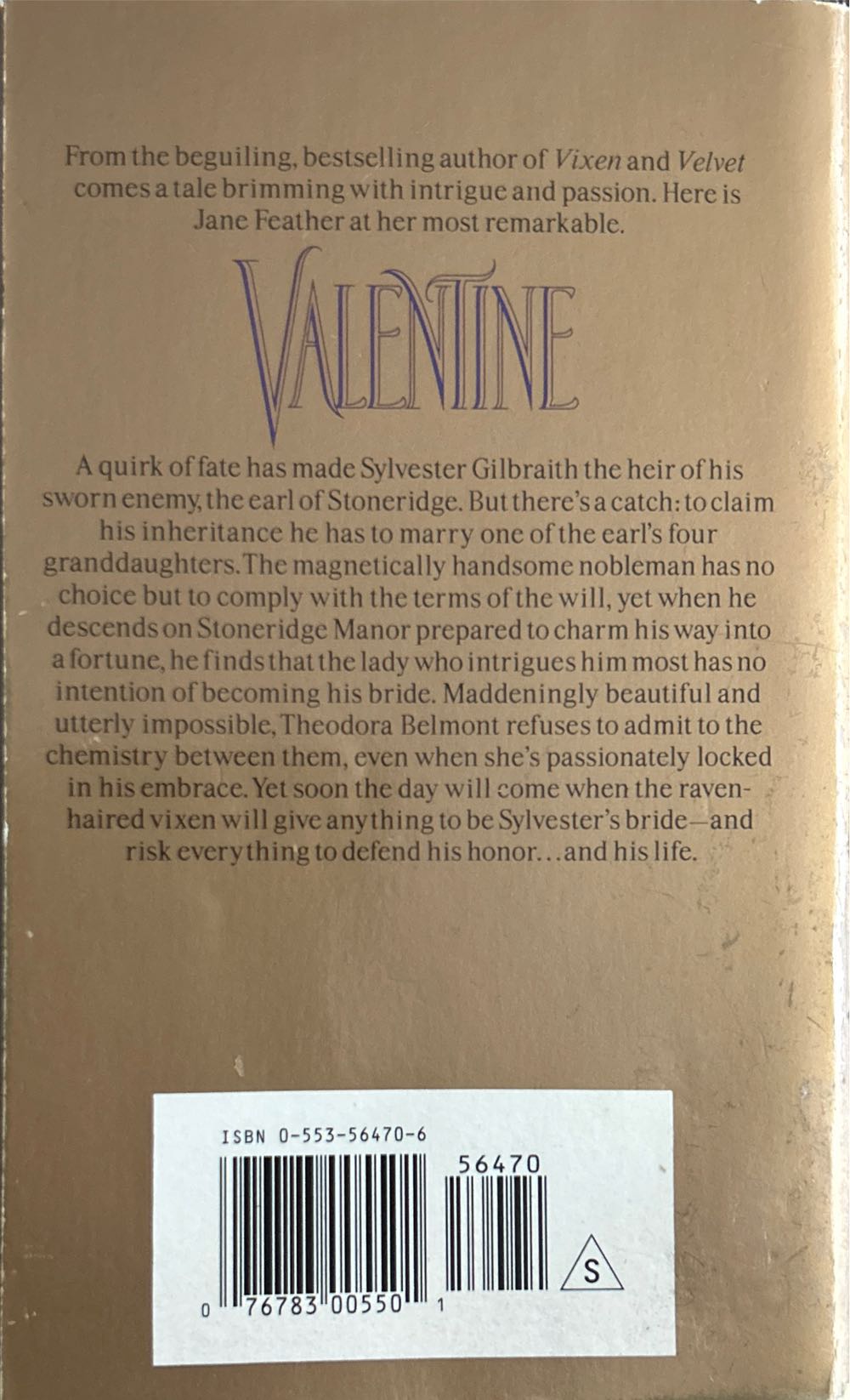 Valentine - Jane Feather (Bantam Books - Paperback) book collectible [Barcode 9780553564709] - Main Image 3