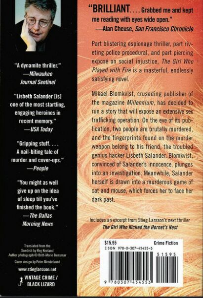 The Girl Who Played With Fire - Stieg Larsson (Vintage Crime/Black Lizard - Paperback) book collectible - Main Image 2