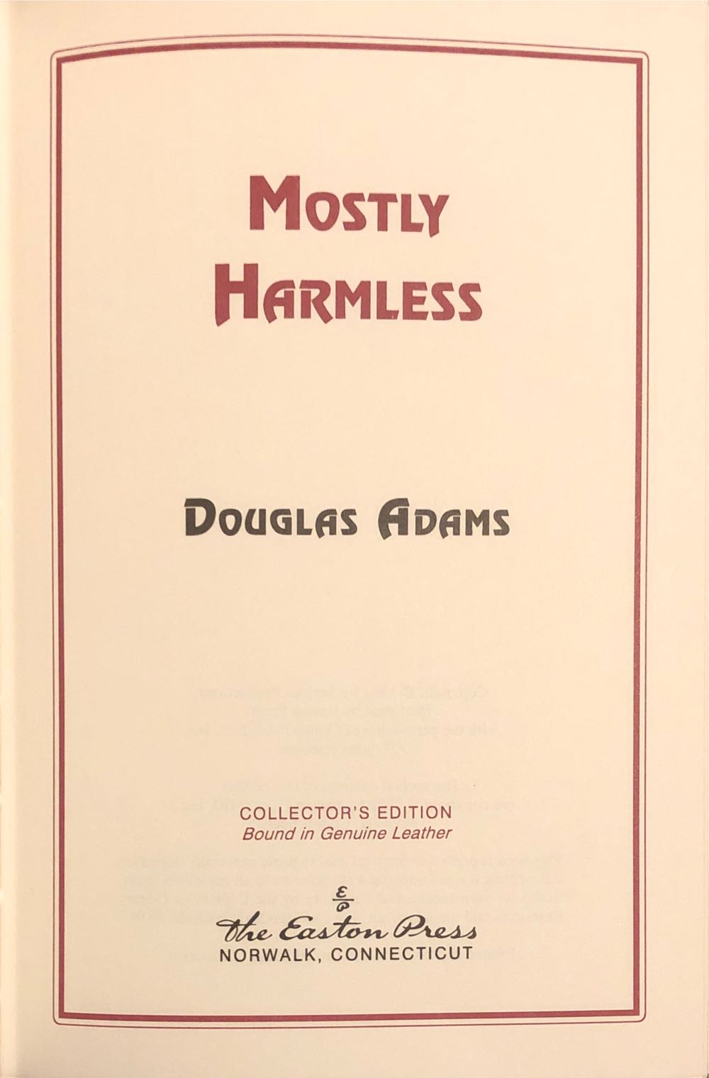 Mostly Harmless - Douglas Adams (Harmony Books - Hardcover) book collectible [Barcode 9780517577400] - Main Image 3