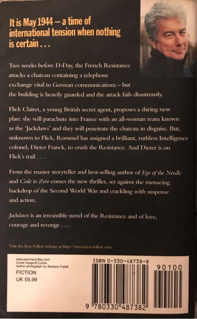 Novel19-Jackdaws - Ken Follett (Pan Books - Paperback) book collectible [Barcode 9780330487382] - Main Image 2