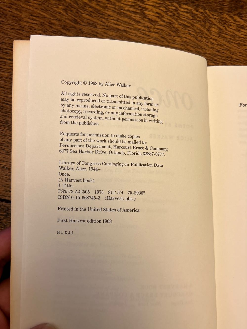 Once - Alice Walker (Mariner Books - Paperback) book collectible [Barcode 9780156687454] - Main Image 2