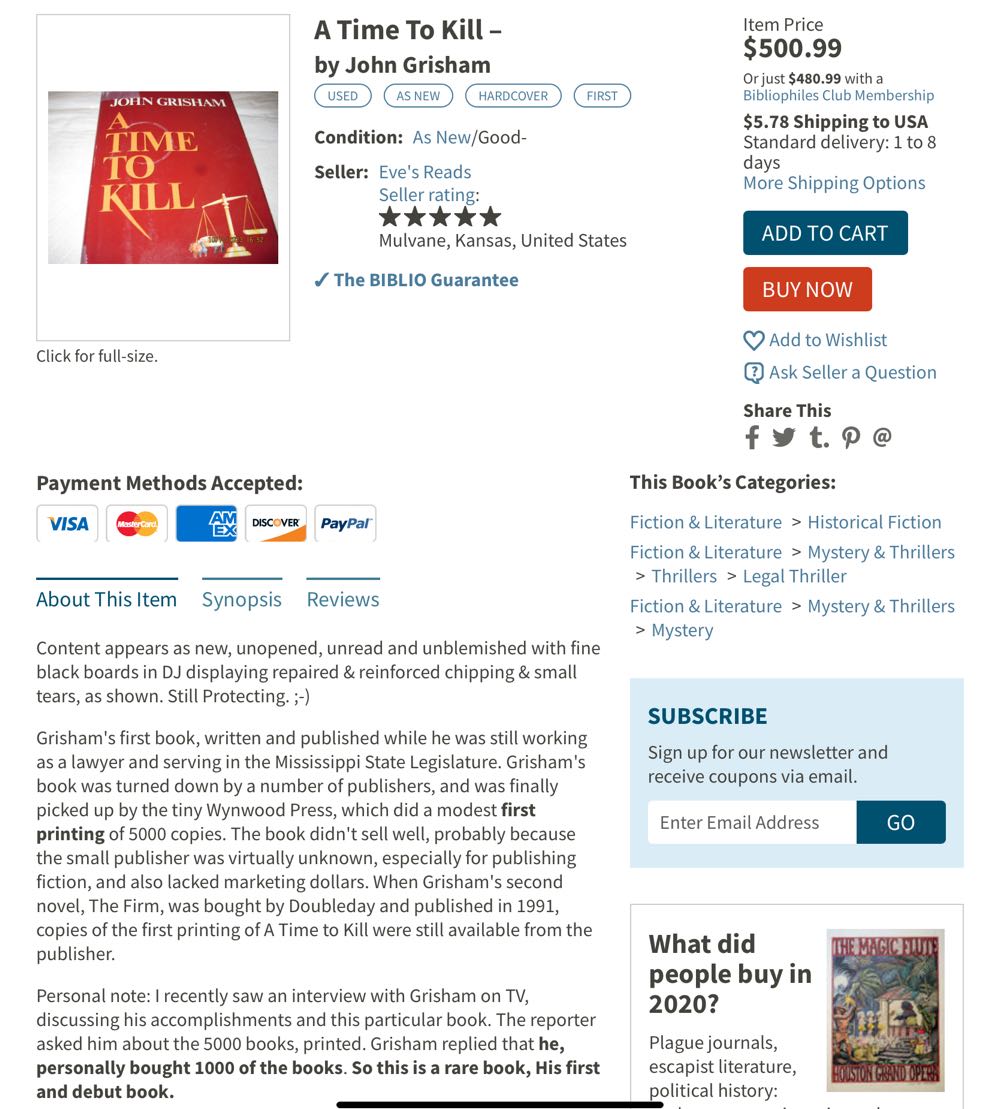 A Time to Kill - John Grisham (Wynwood Press - Hardcover) book collectible [Barcode 9780922066032] - Main Image 4