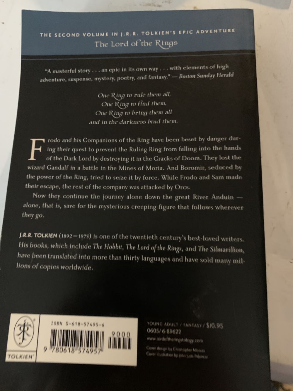 The Two Towers: Being the Second Part of The Lord of the Rings - J.R.R. Tolkien (Mariner Books - Paperback) book collectible [Barcode 9780618574957] - Main Image 2
