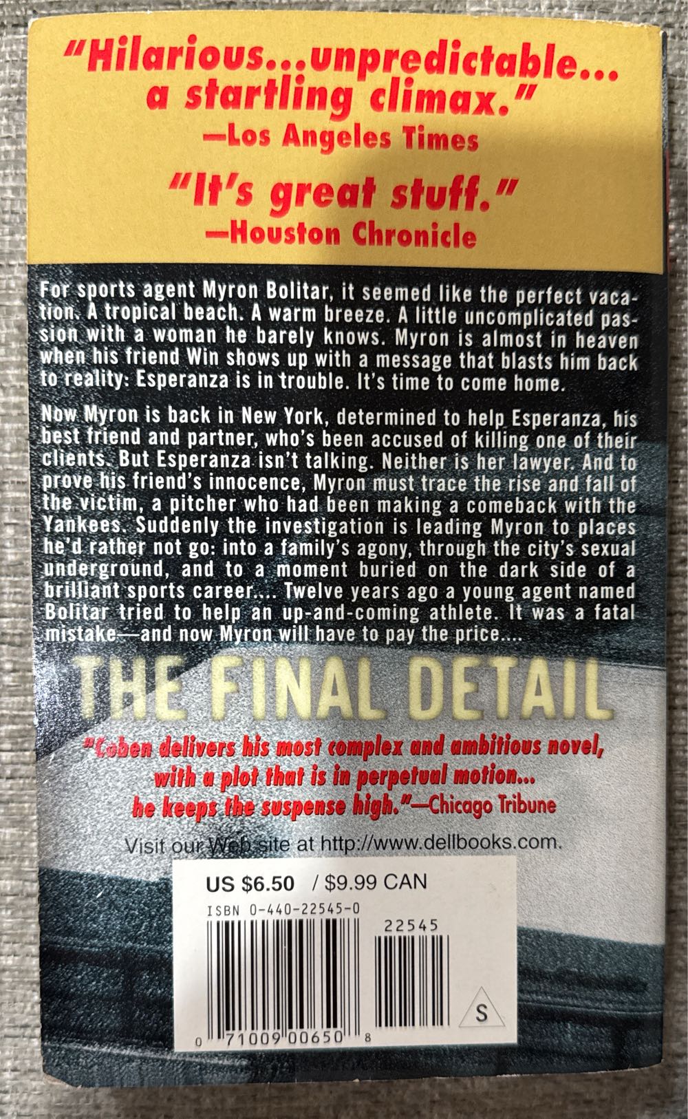 The Final Detail - Harlan Coben (Dell Publishing  - Paperback) book collectible [Barcode 9780440225454] - Main Image 2
