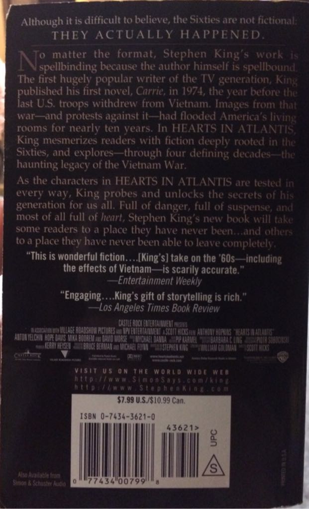 Hearts in Atlantis - Stephen King (- Paperback) book collectible [Barcode 9780743436212] - Main Image 2
