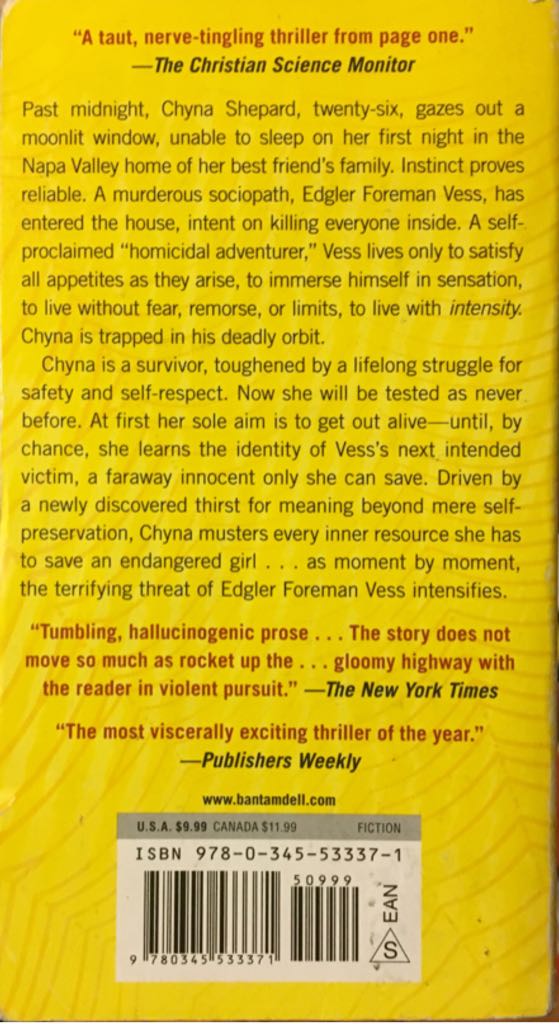 Intensity - Dean Koontz (Bantam Books - Paperback) book collectible [Barcode 9780345533371] - Main Image 2