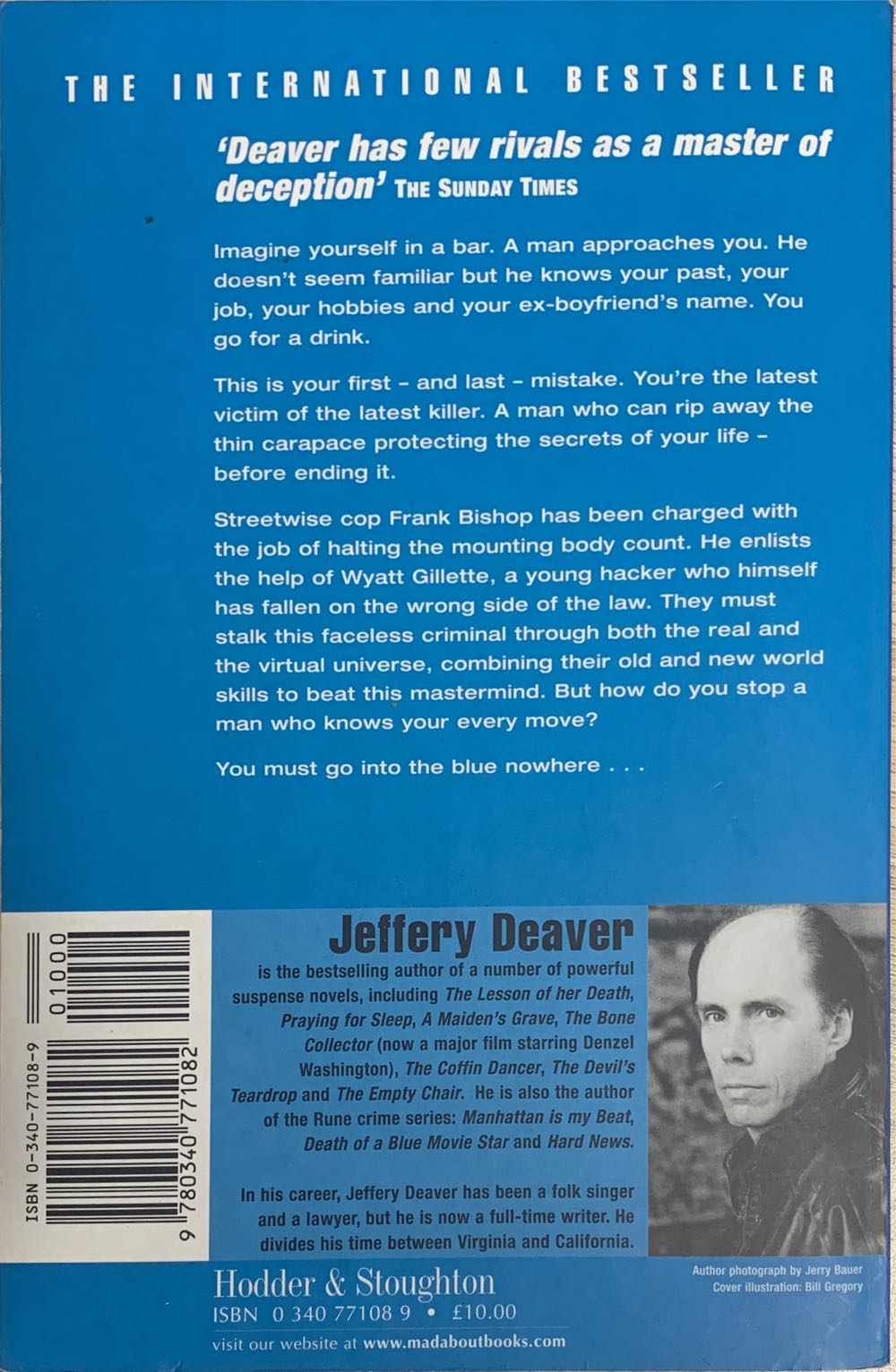 Novel9- The Blue Nowhere - Jeffery Deaver (Hodder & Stoughton - Trade Paperback) book collectible [Barcode 9780340771082] - Main Image 2