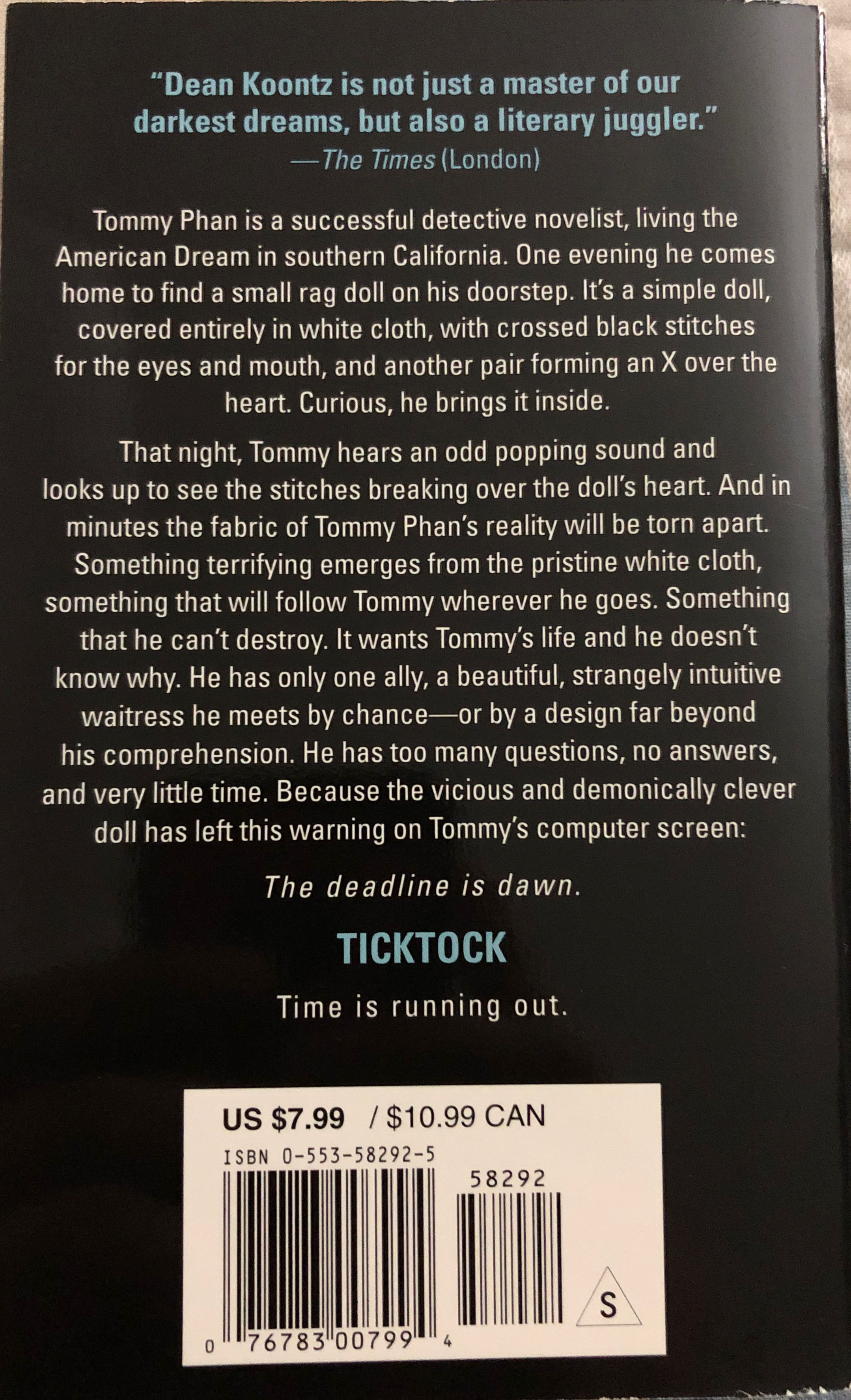 Tick Tock - Dean Koontz (Bantam - Paperback) book collectible [Barcode 9780553582925] - Main Image 2