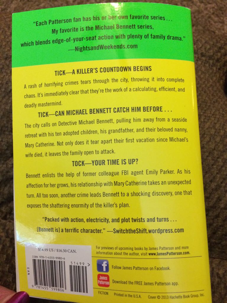 Tick Tock - James Patterson (Little, Brown - Paperback) book collectible [Barcode 9781455599806] - Main Image 2