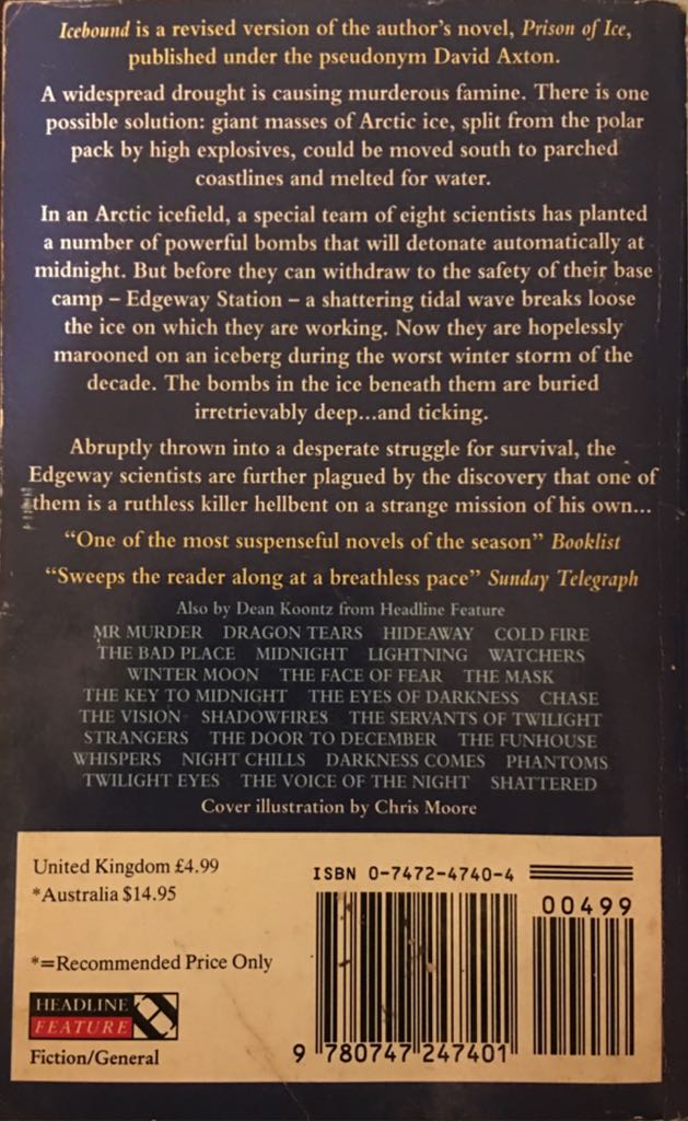 Icebound - Dean Koontz (BCA - Paperback) book collectible [Barcode 9780747247401] - Main Image 2