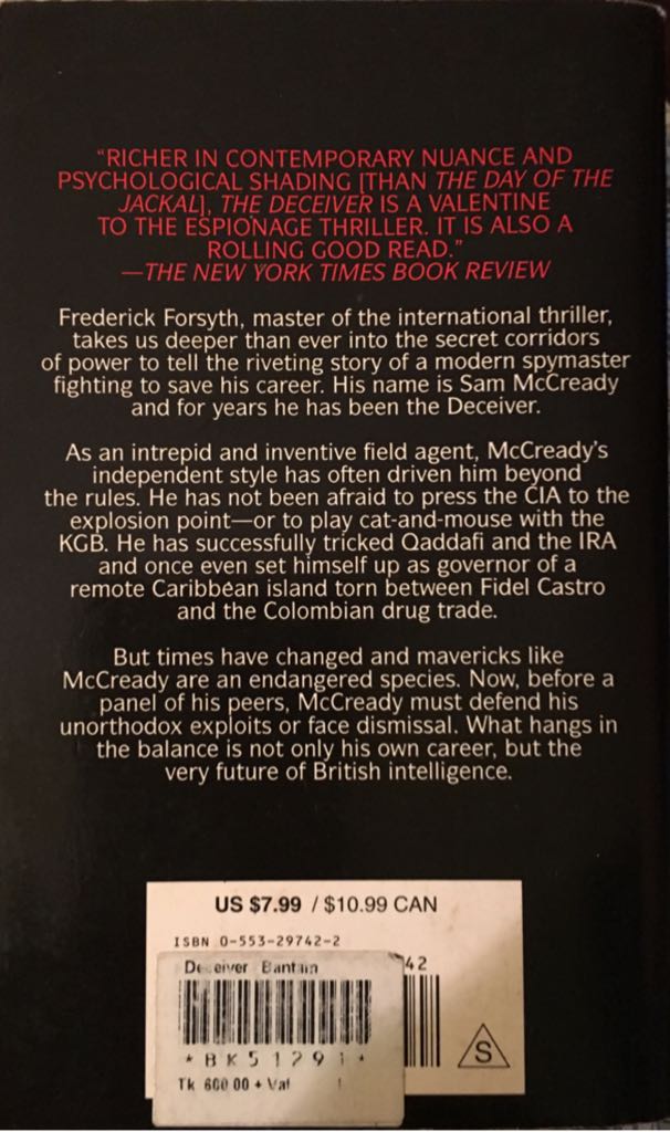 Deceiver, The - Frederick Forsyth (Bantam Books - Paperback) book collectible [Barcode 9780553297423] - Main Image 2