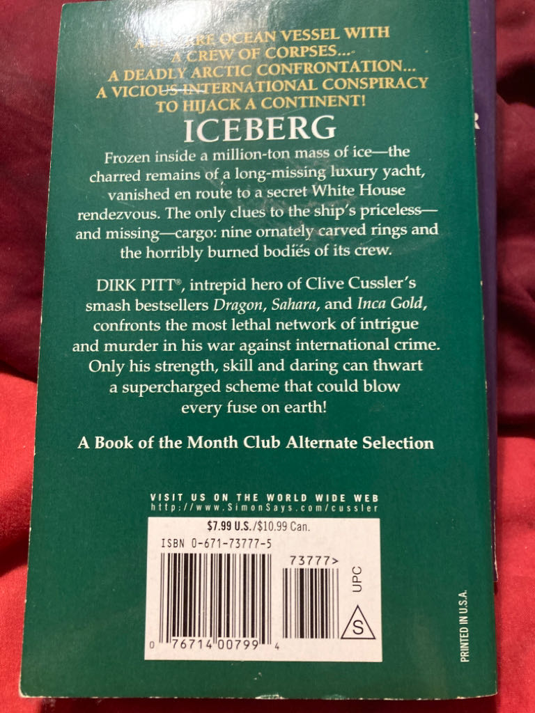Iceberg - Clive Cussler (A Pocket Book - Paperback) book collectible [Barcode 9780671737771] - Main Image 2