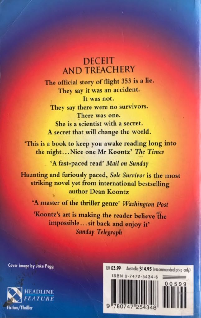 Sole Survivor - Dean Koontz (Headline - Paperback) book collectible [Barcode 9780747254348] - Main Image 2