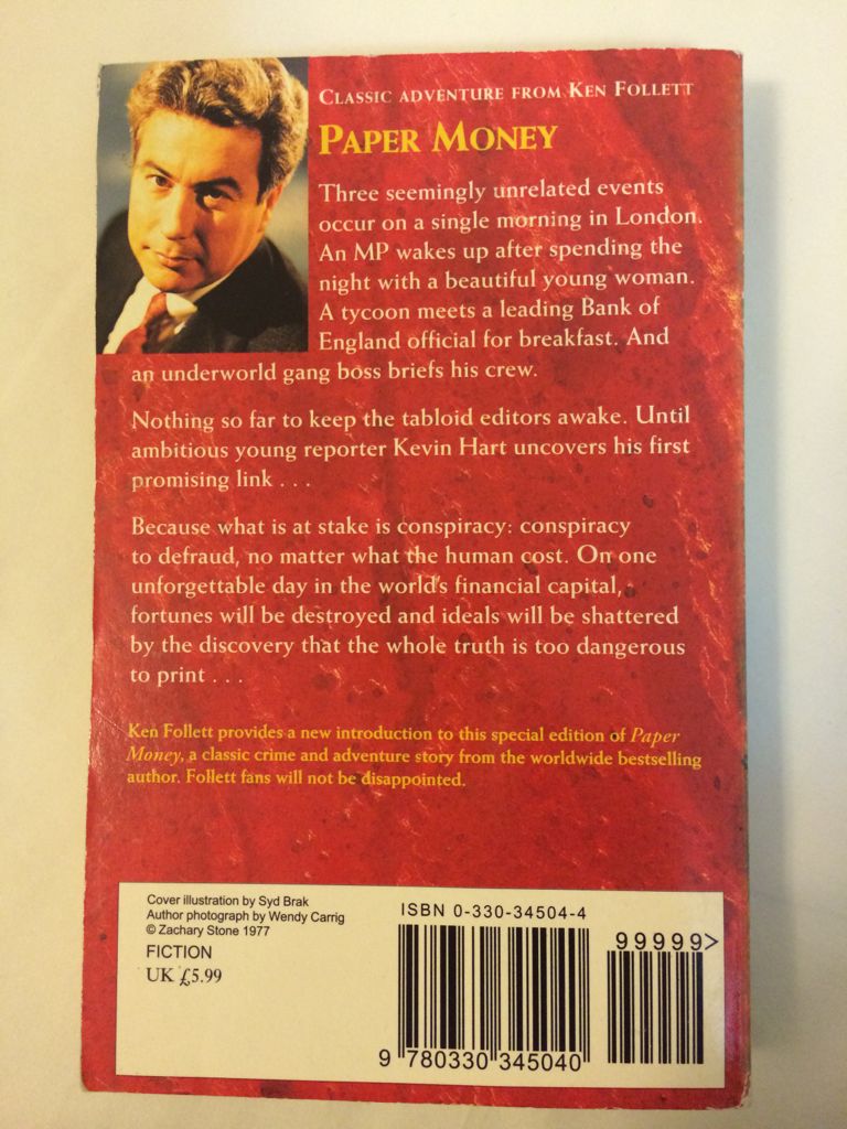 Paper Money - Ken Follett (Pan Books - Paperback) book collectible [Barcode 9780330345040] - Main Image 2