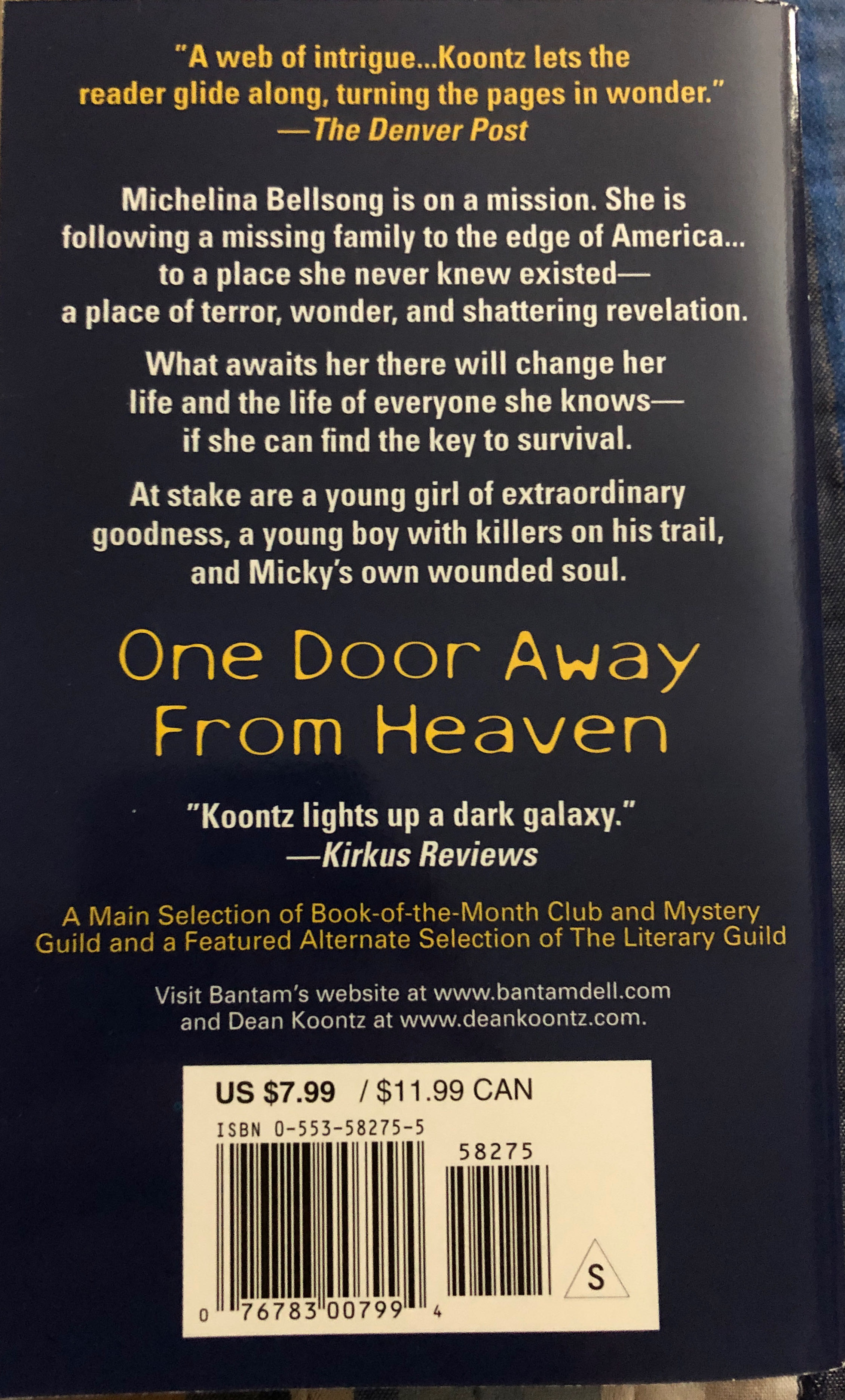 One Door Away From Heaven - Dean Koontz (Bantam - Paperback) book collectible [Barcode 9780553582758] - Main Image 2