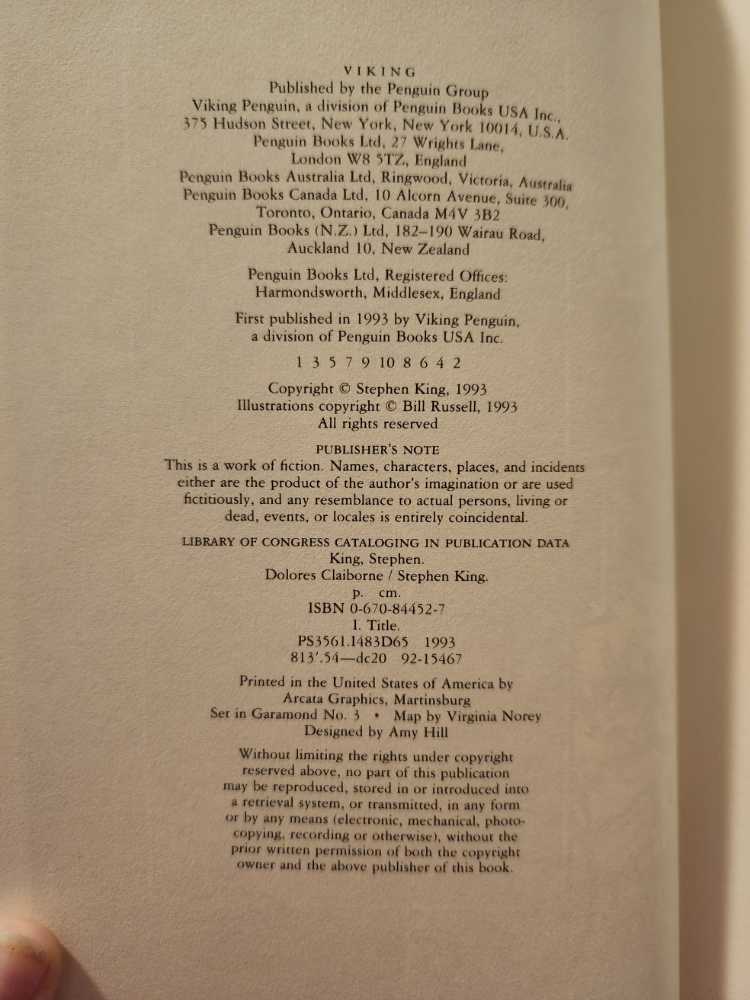 Dolores Claiborne - Stephen King (Viking - Hardcover) book collectible [Barcode 9780670844524] - Main Image 4