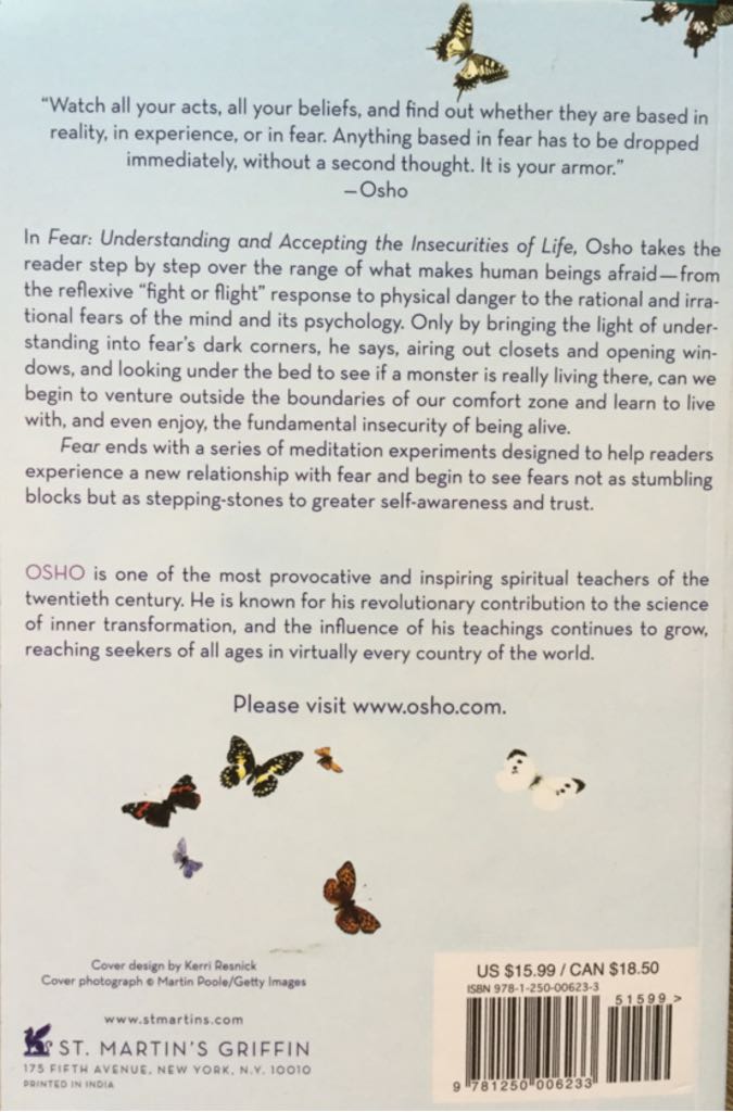 Fear - Understanding and Accepting the Insecurities of Life - Osho (Macmillan) book collectible [Barcode 9781250006233] - Main Image 2