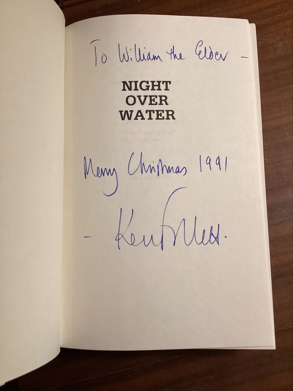 Night Over Water - Ken Follett (William Morrow &Co. - Hardcover) book collectible [Barcode 9780688046606] - Main Image 3