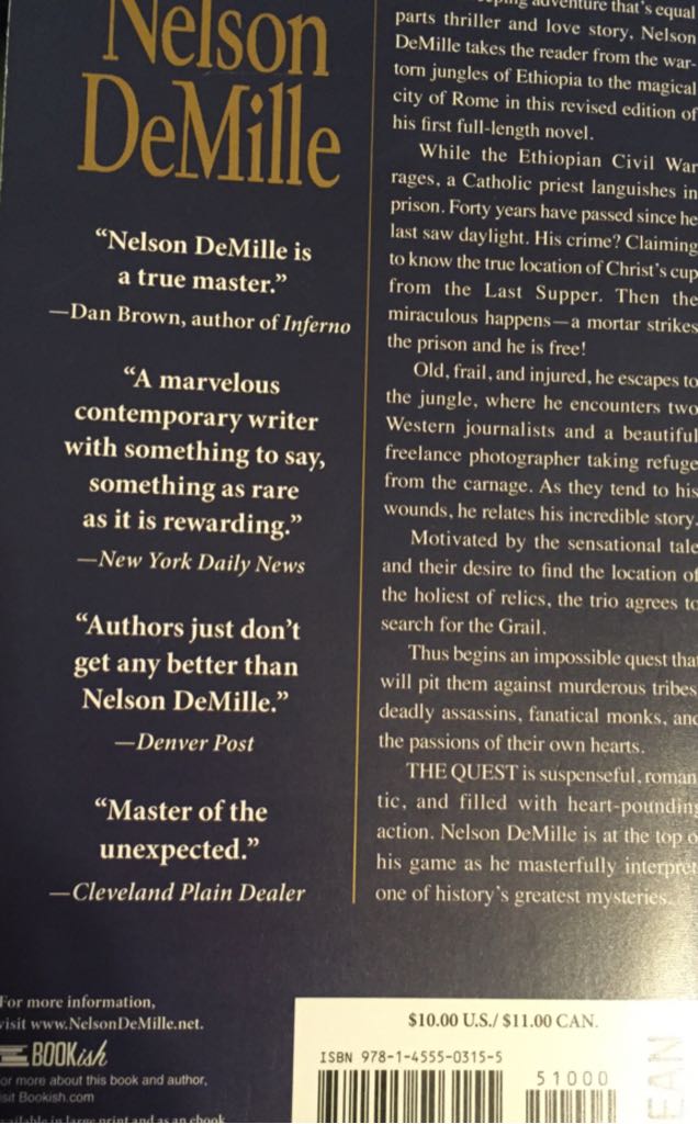 Quest, The - Nelson DeMille (Center Street - Hachette Nook Group USA - Paperback) book collectible [Barcode 9781455503155] - Main Image 2