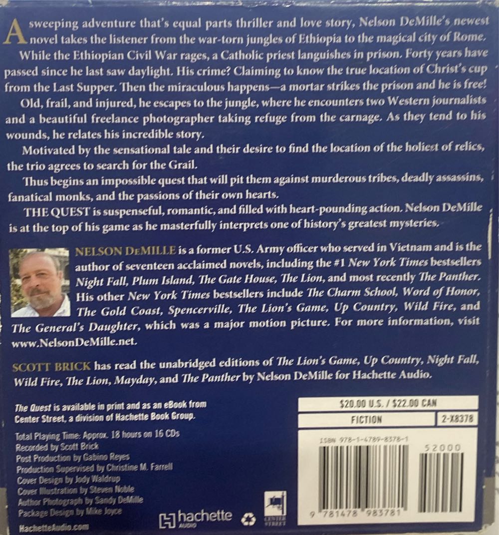 The Quest - Nelson DeMille (Hachette Audio - Audiobook) book collectible [Barcode 9781478952381] - Main Image 2