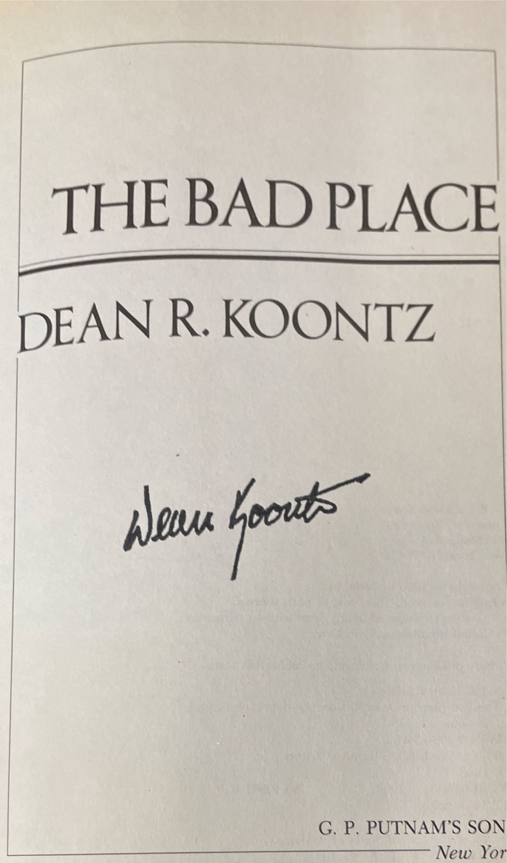 The Bad Place - Dean Koontz (G. P. Putnam’s Sons - Hardcover) book collectible [Barcode 9780399134982] - Main Image 2