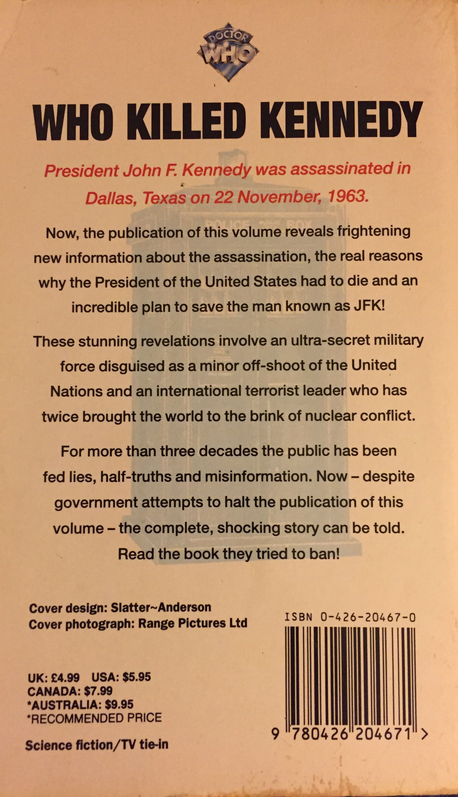 Doctor Who: Who Killed Kennedy - James Stevens (Virgin Books - Paperback) book collectible [Barcode 9780426204671] - Main Image 2