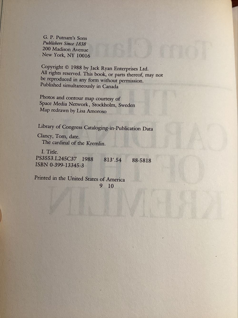 Clancy: The Cardinal Of The Kremlin - Tom Clancy (Hardcover) book collectible - Main Image 2