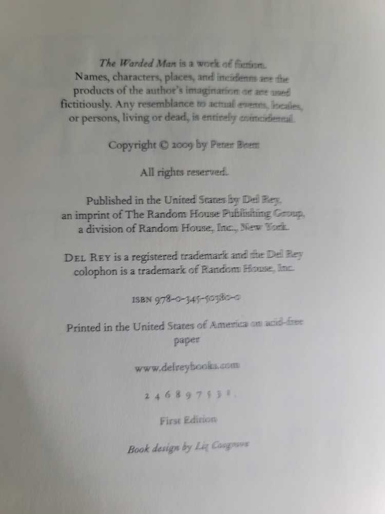 The Warded Man - Peter V. Brett (Del Rey - Hardcover) book collectible [Barcode 9780345503800] - Main Image 3